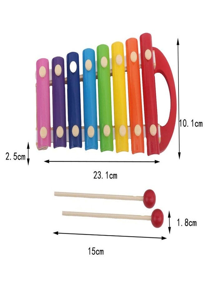 Crazycrafts Wooden Xylophone with 8 Notes for Kids with Handle (Multicolour) - Image 4